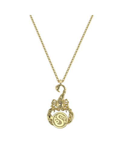 14K Solid Gold Scorpion Initial Monogram Necklace
