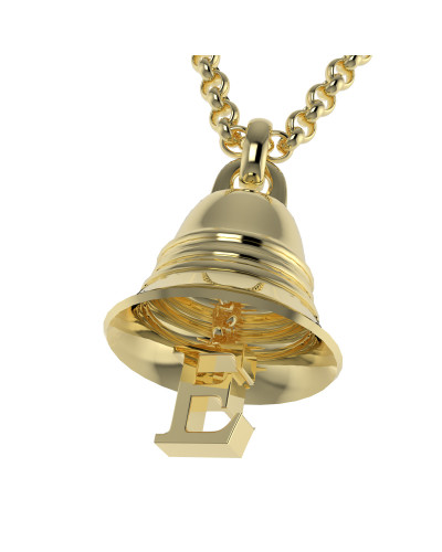 14K Solid Gold Bell Necklace with Initial