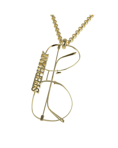 14K Solid Gold Sunglasses Name  Necklace
