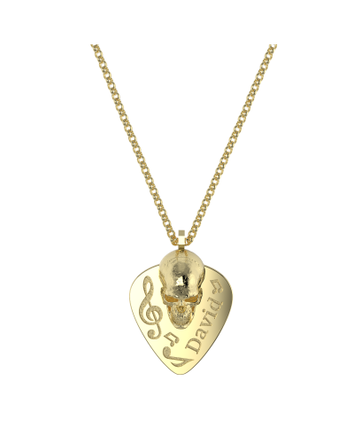 Guitar Pick Skull Gold Necklace with Name Personalize this necklace with custom name