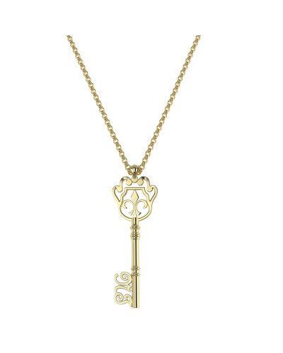 14K Solid Gold Key D3 Necklace with Your Initial